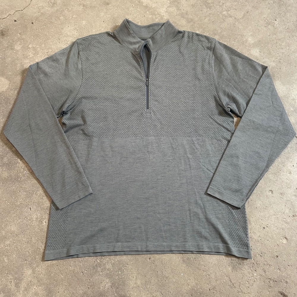 Lululemon Metal Vent Tech 1/2 Zip Pullover Men XXL Grey Mesh Ventilation Active
